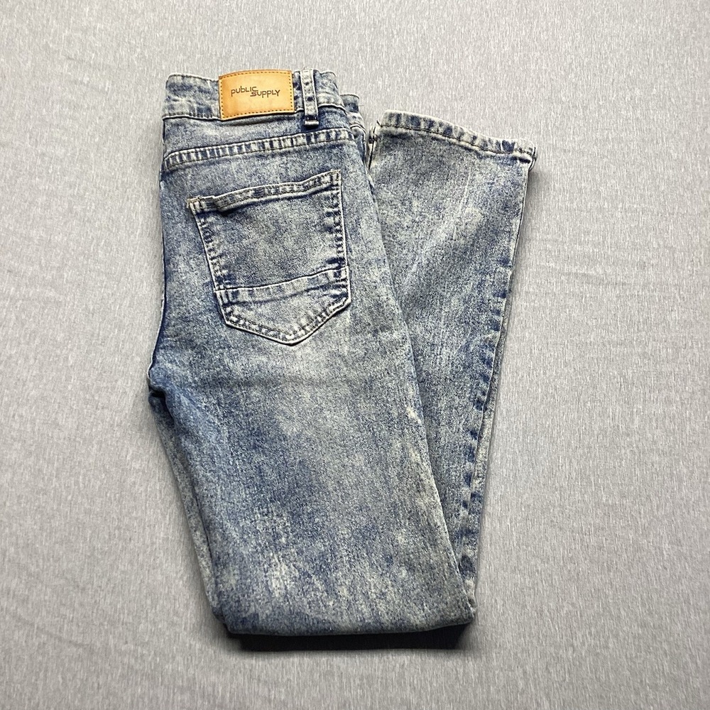 Public Supply NYC Girls Skinny Jeans Size 14 Acid Wash Denim